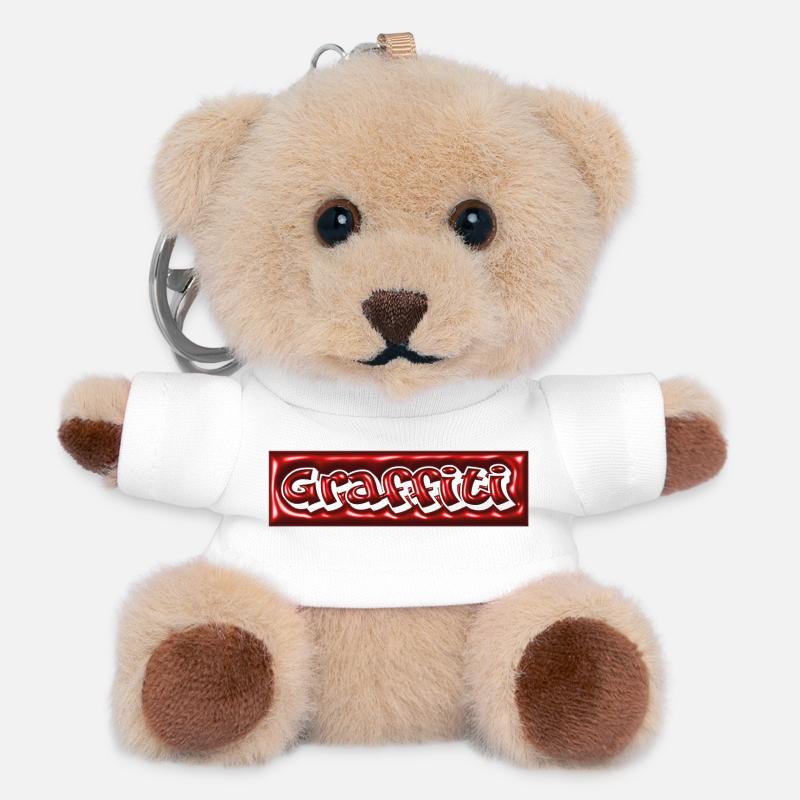 Graffiti Bubble 3D - Teddy Keyring - white