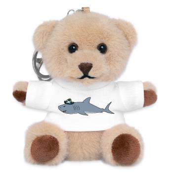 Pirate Shark Funny Skull Crossbones Ocean Sea Gift - Teddy Keyring - white - Front