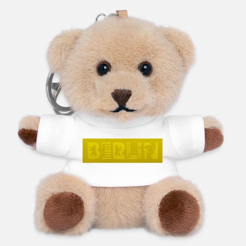 Berlin Brandenburg Gate Nefertiti TV Tower - Teddy Keyring - white