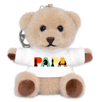 Chess Papa Retro Board Game Strategy Chess Dad - Teddy Keyring - white - Front