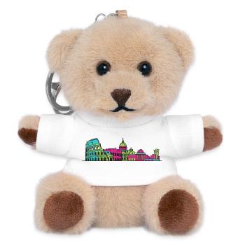 Rome City Skyline Kolosseum Moderne Linienzeichnung - Teddy Schlüsselanhänger - Weiß - Vorne