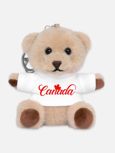Canada Schriftzug mit Ahornblatt - Teddy Schlüsselanhänger - Weiß