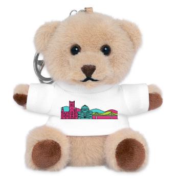 Dunfermline City Skyline Abbey Line Art - Teddy Keyring - white - Front