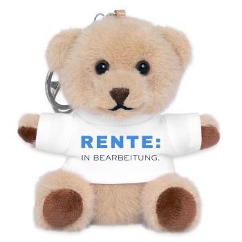 Rente: In Bearbeitung – Büro Humor - Teddy Schlüsselanhänger - Weiß - Vorne