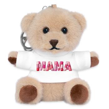 Mom Handmade Patchwork Font - Teddy Keyring - white - Front