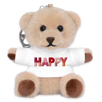 Happy Fabric Look Typography Trend - Teddy Keyring - white - Front