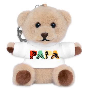 Mountain Biking Papa Retro MTB Cycling Dad - Teddy Keyring - white - Front