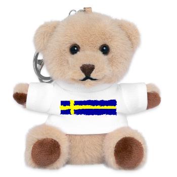 Schweden Flagge Grunge Symbol - Teddy Schlüsselanhänger - Weiß - Vorne