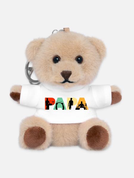 Retro Papa Schlagzeuger Vintage Schlagzeug-T-Shirt - Teddy Schlüsselanhänger - Weiß