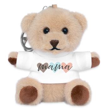 Mama Love Pastellherzen Schrift - Teddy Schlüsselanhänger - Weiß - Vorne
