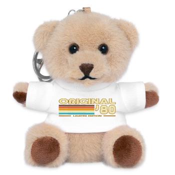 Originale 80er Retro-Streifen - Teddy Schlüsselanhänger - Weiß - Vorne