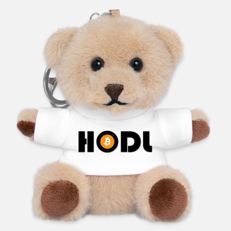 Bitcoin Symbol Print Orange Coin - Teddy Keyring - white