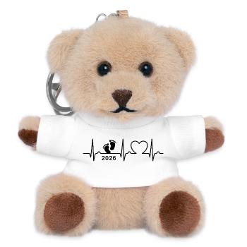 EKG Kurve - Herzkurve - Baby 2026 - Schwanger - Teddy Schlüsselanhänger - Weiß - Vorne