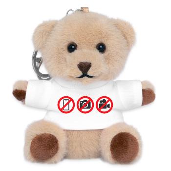 No Phone No Camera No Video Recording Sign Sticker - Teddy Keyring - white - Front