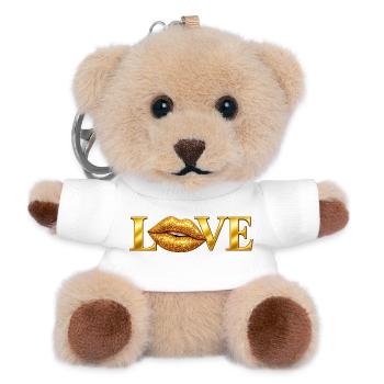 Liebe Goldene Lippen - Teddy Schlüsselanhänger - Weiß - Vorne