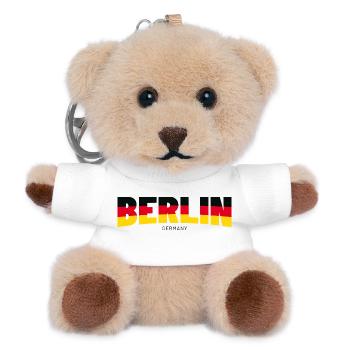 Berlin Schriftzug in Flaggenfarben - Teddy Schlüsselanhänger - Weiß - Vorne