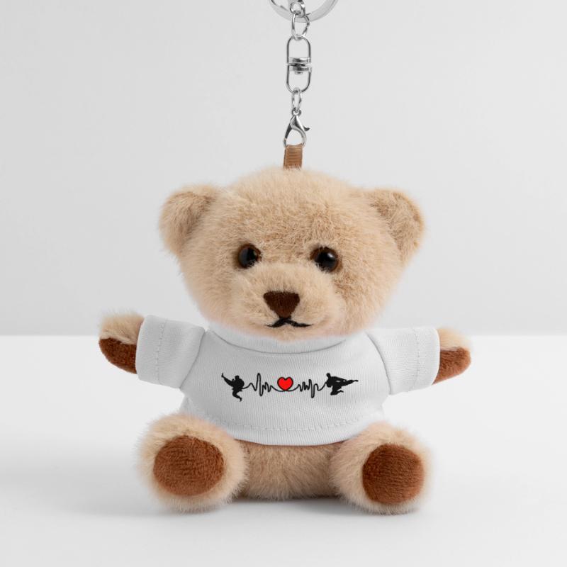 Karate Cardio oder Herzfrequenz mit Karate-Kicks Teddy Schlüsselanhänger