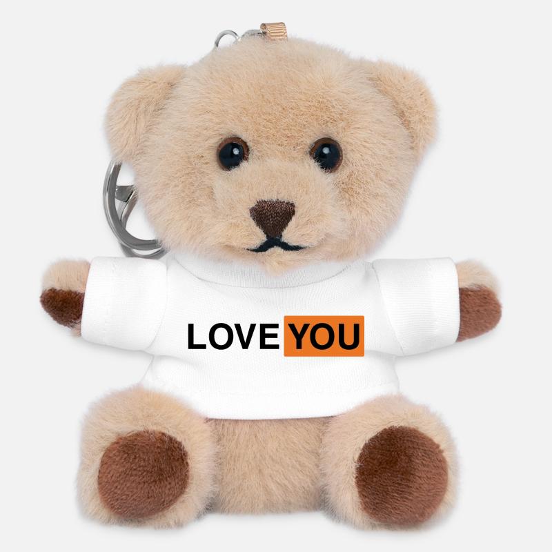 Je t’aime dans le style Hub - Porte-clés ourson - blanc