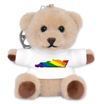 Voiture de course LGBT lgbtqia pride - Porte-clés ourson - blanc - Devant
