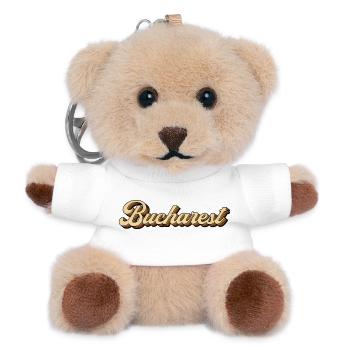 Bucharest Vintage Lettering - Teddy Keyring - white - Front