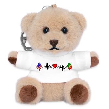 Cardio-Herz mit USA-Flagge und Portugal-Flagge - Teddy Schlüsselanhänger - Weiß - Vorne