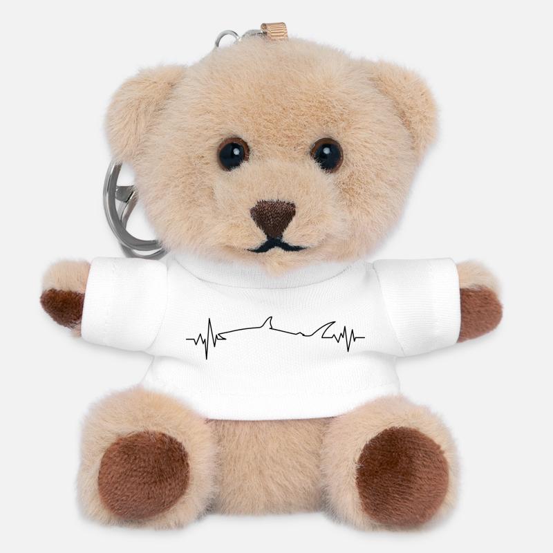 Heartbeat shark - Teddy Keyring - white