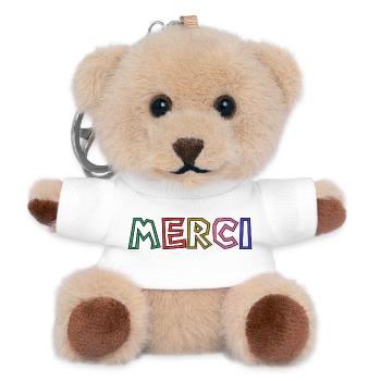 THANK YOU. THANKS. THANK YOU. ANNIVERSARY. BIRTH. - Teddy Keyring - white - Front