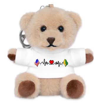 Cardio heart avec drapeau des États-Unis et de la Guyane française - Porte-clés ourson - blanc - Devant