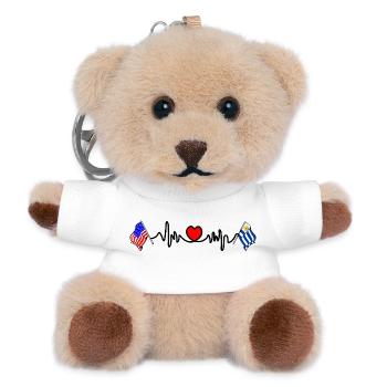 Cardio heart with USA flag and Uruguay flag - Teddy Keyring - white - Front