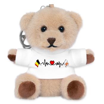 Cardio heart with Flag of Belgium, flag Limburg - Teddy Keyring - white - Front
