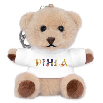 PIHLA Name mit Blumen geschmückt - Teddy Schlüsselanhänger - Weiß - Vorne
