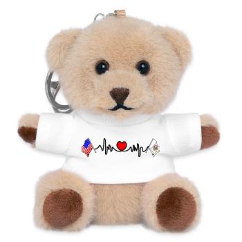 Cardio-Herz mit USA-Flagge und Illinois-Flagge - Teddy Schlüsselanhänger - Weiß - Vorne