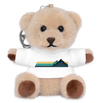 Retro Berg Sonnenuntergang Streifen - Teddy Schlüsselanhänger - Weiß - Vorne