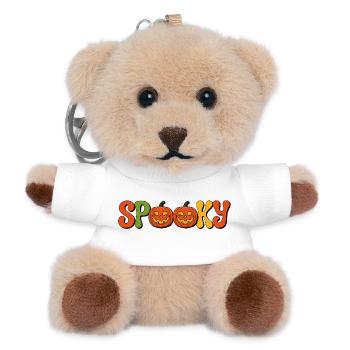 Spooky Kürbis Schriftzug - Teddy Schlüsselanhänger - Weiß - Vorne