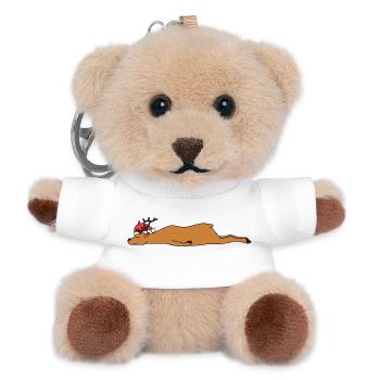 Sleeping Christmas Reindeer Funny Holiday Art - Teddy Keyring - white - Front