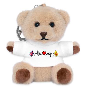 omerset flag + heartbeat + UK flag - Teddy Keyring - white - Front