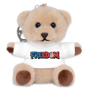 Freedom Typography Statement Design - Teddy Keyring - white - Front