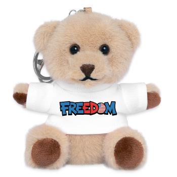 Freedom Typography Statement Design - Teddy Keyring - white - Front