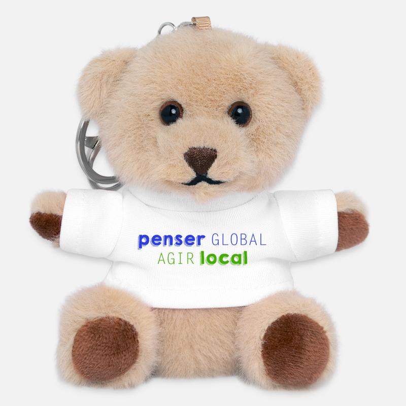 Penser GLOBAL, Agir LOCAL - Porte-clés ourson - blanc