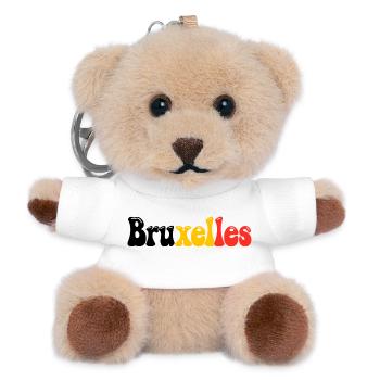 Brüsseler Belgische Flagge Retro-Typografie - Teddy Schlüsselanhänger - Weiß - Vorne