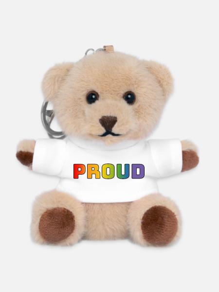 Rainbow proud black - Teddy Keyring - white