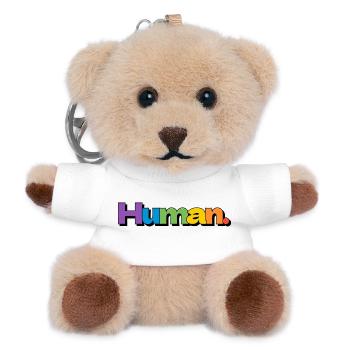 Bunte Typografie des menschlichen Regenbogenstolzes - Teddy Schlüsselanhänger - Weiß - Vorne