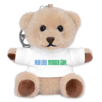 Mehr Leben. Weniger Lärm. Lustiges T-Shirt - Teddy Schlüsselanhänger - Weiß - Vorne