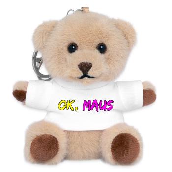 OK MAUS, THE PARTY HAS ARRIVED, KANN LOSGEHEN MAUS - Teddy Schlüsselanhänger - Weiß - Vorne