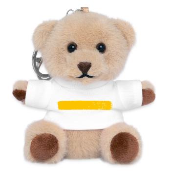 Gelber Pinselstrich - Tusche Style Streifen - Teddy Schlüsselanhänger - Weiß - Vorne