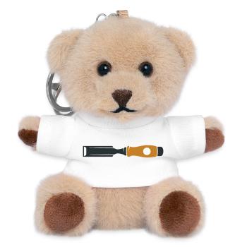 Stechbeitel Werkzeug Icon - Teddy Schlüsselanhänger - Weiß - Vorne