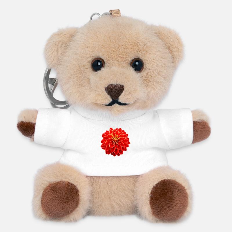 Dahlia red - Teddy Keyring - white