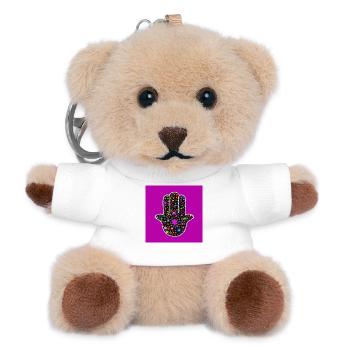 Hand von Fatima mit bunten Blumen - Teddy Schlüsselanhänger - Weiß - Vorne