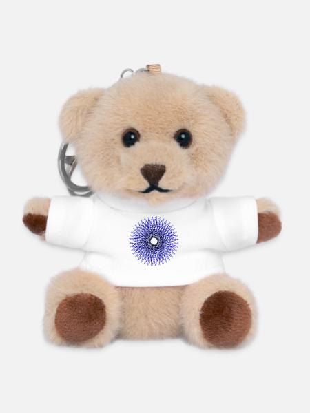 Blue radial star pattern - Teddy Keyring - white
