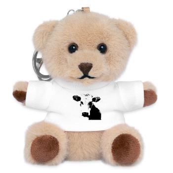 Cow Black Cow Cows Cattle Cow Head Gift - Teddy Keyring - white - Front